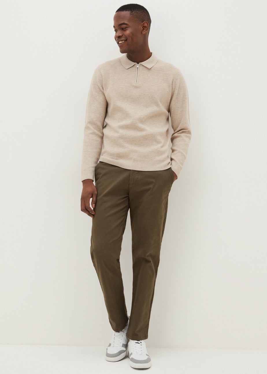Khaki Straight Fit Chinos