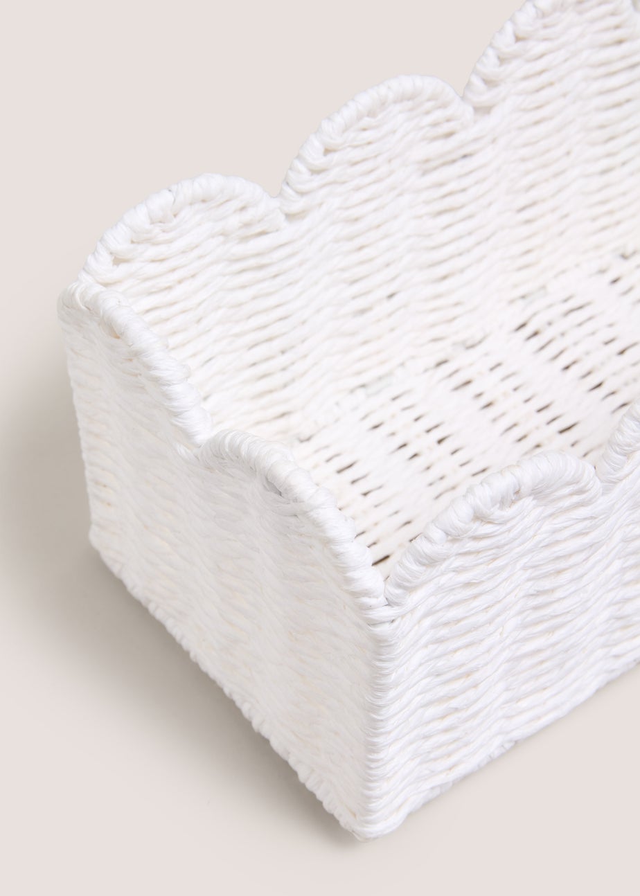 White Scalloped Window Basket Tray