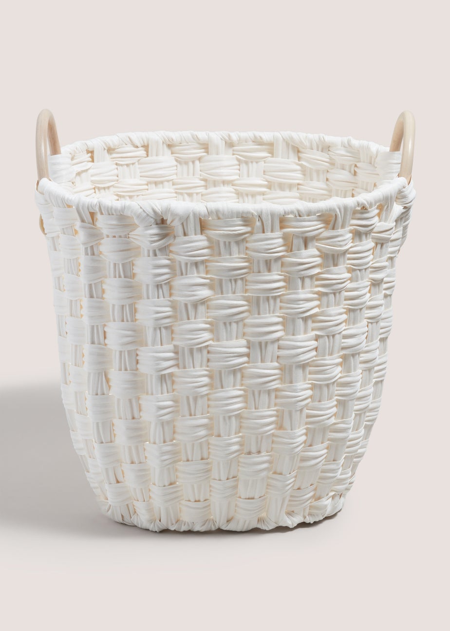 White Wooden Handle Basket