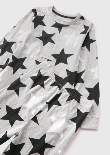 Boys Grey Easy Dress Star Pyjama Set (1-13yrs)