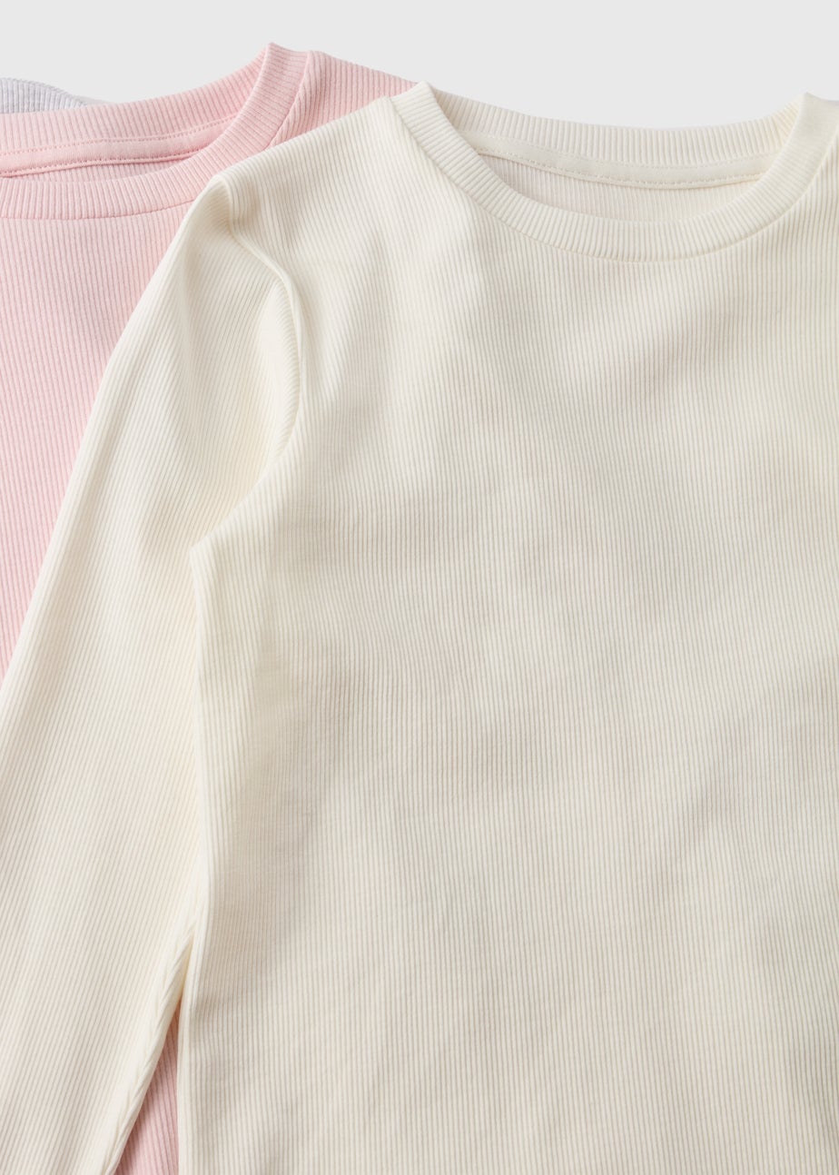 3 Pack Multicolour Ribbed Long Sleeve Top (1-7yrs)