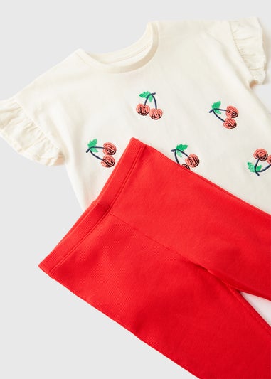 Girls Red Cherry Top & Flare Set (1-7yrs)