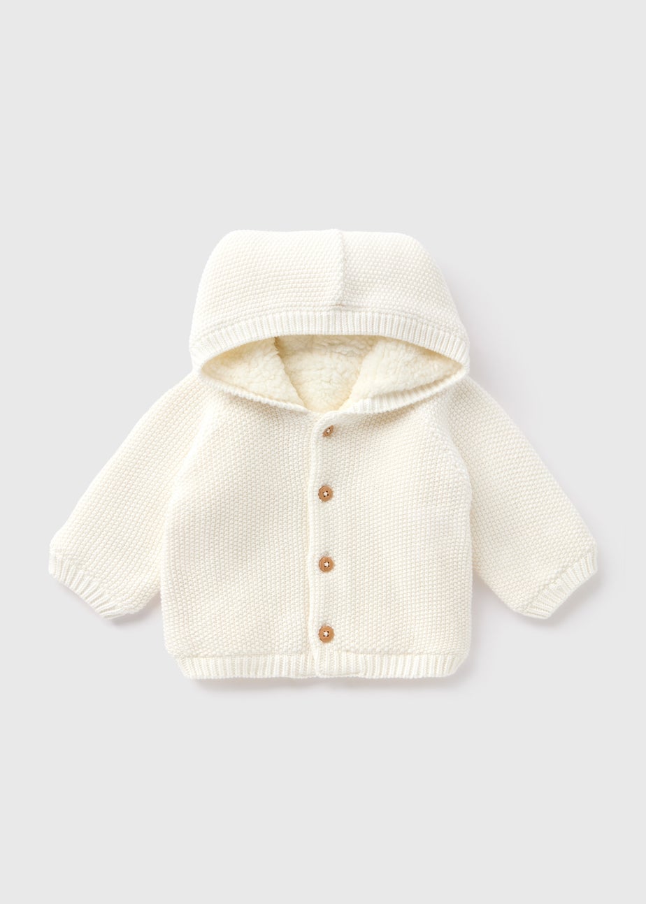 Baby Cream Borg Lined Cardigan (Newborn-23mths)
