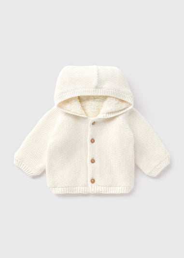 Baby Cream Borg Lined Cardigan (Newborn-23mths)