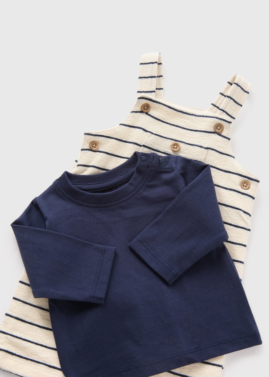 Baby Cream Stripe Top & Dungaree Set (Newborn-23mths)