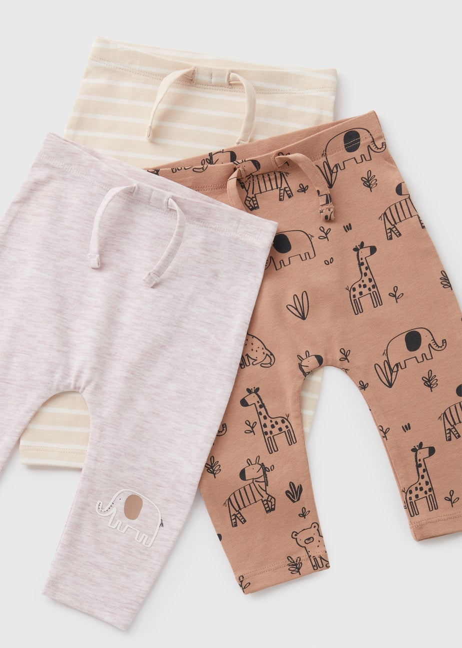 3 Pack Cream Baby Giraffe Leggings (Newborn-23mths)