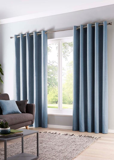 Fusion Sorbonne Light Blue Eyelet Curtains