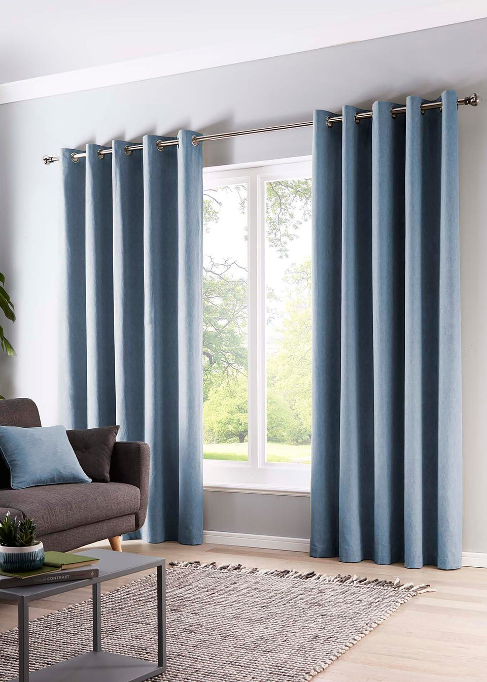 Fusion Sorbonne Light Blue Eyelet Curtains