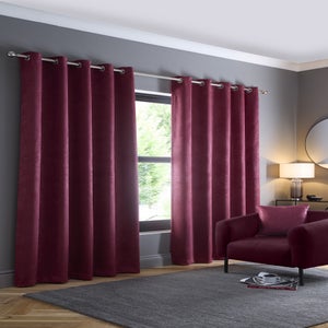 Fusion Strata Dim out Woven Purple Eyelet Curtains