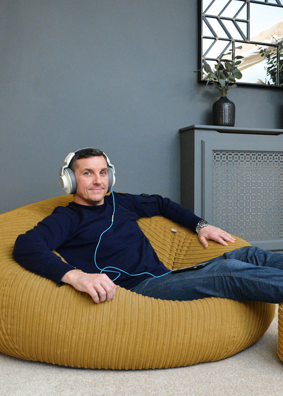 rucomfy Jumbo Cord Goliath Mustard Beanbag