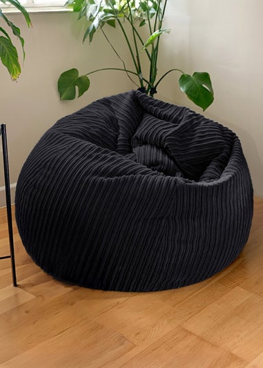 rucomfy Jumbo Cord Slouchbag Black Beanbag