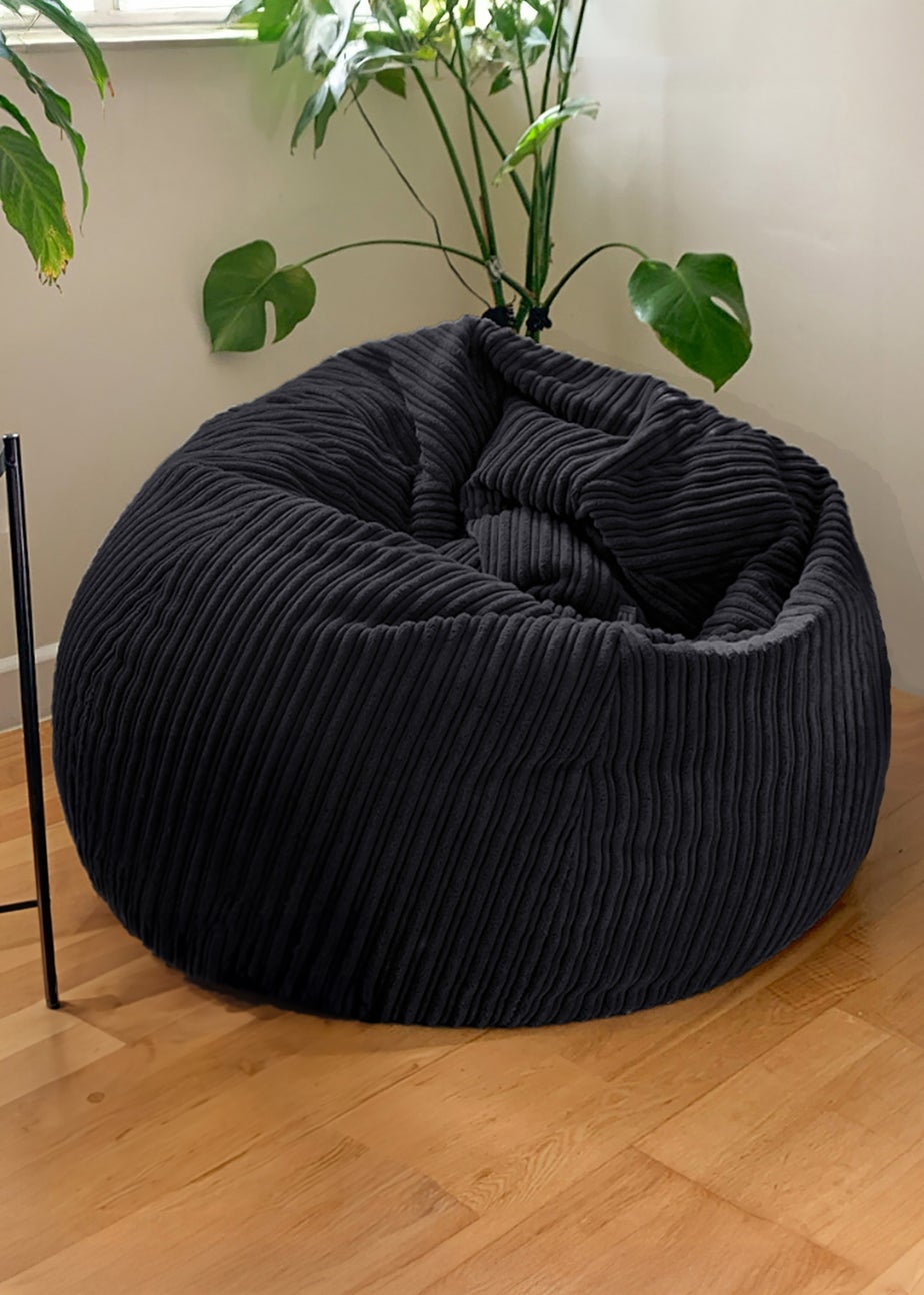 rucomfy Jumbo Cord Slouchbag Black Beanbag
