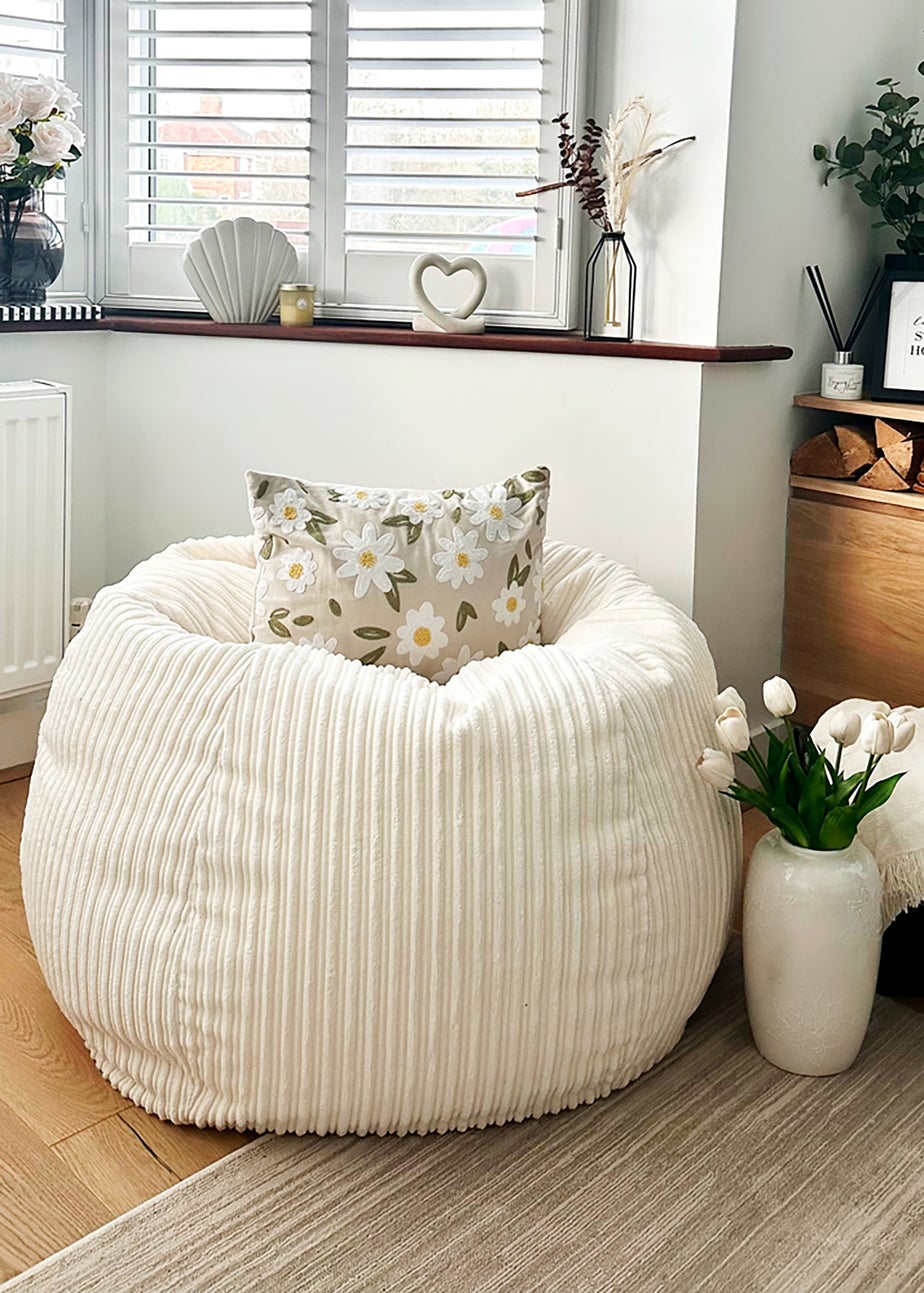 rucomfy Jumbo Cord Slouchbag Ivory Beanbag