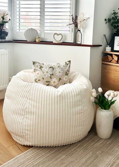 rucomfy Jumbo Cord Slouchbag Ivory Beanbag
