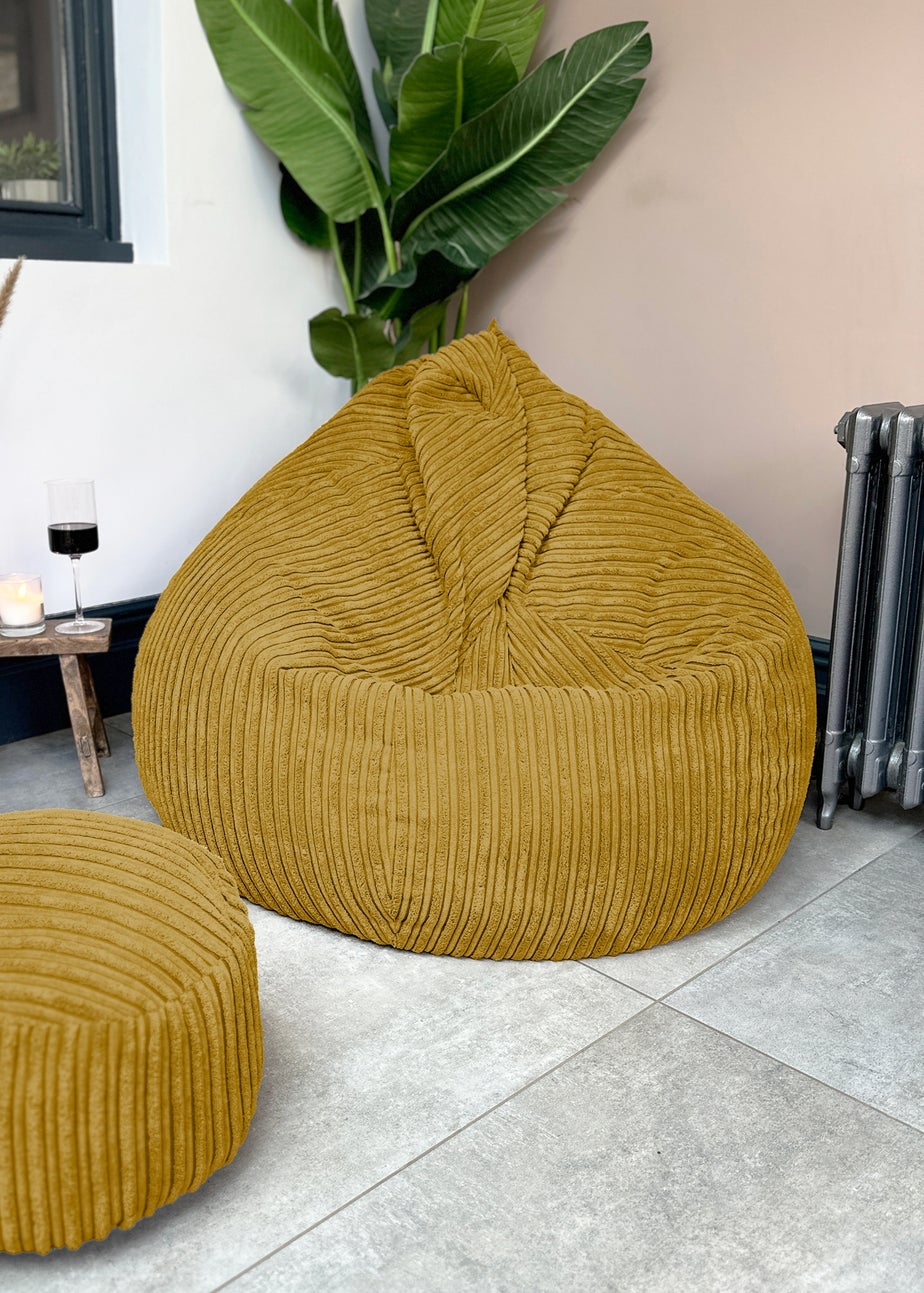 rucomfy Jumbo Cord Slouchbag Mustard Beanbag