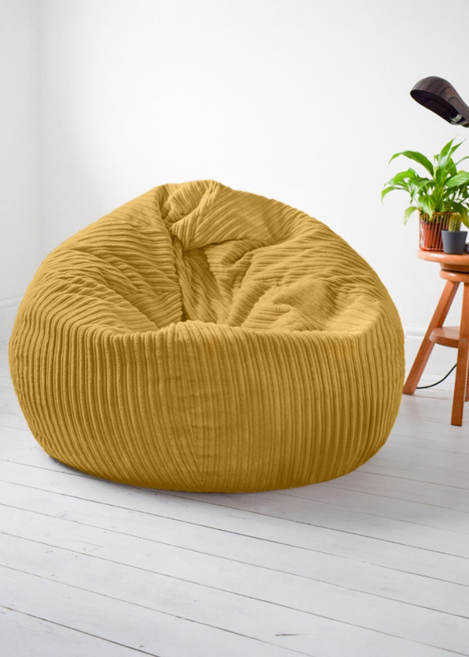 rucomfy Jumbo Cord Slouchbag Mustard Beanbag