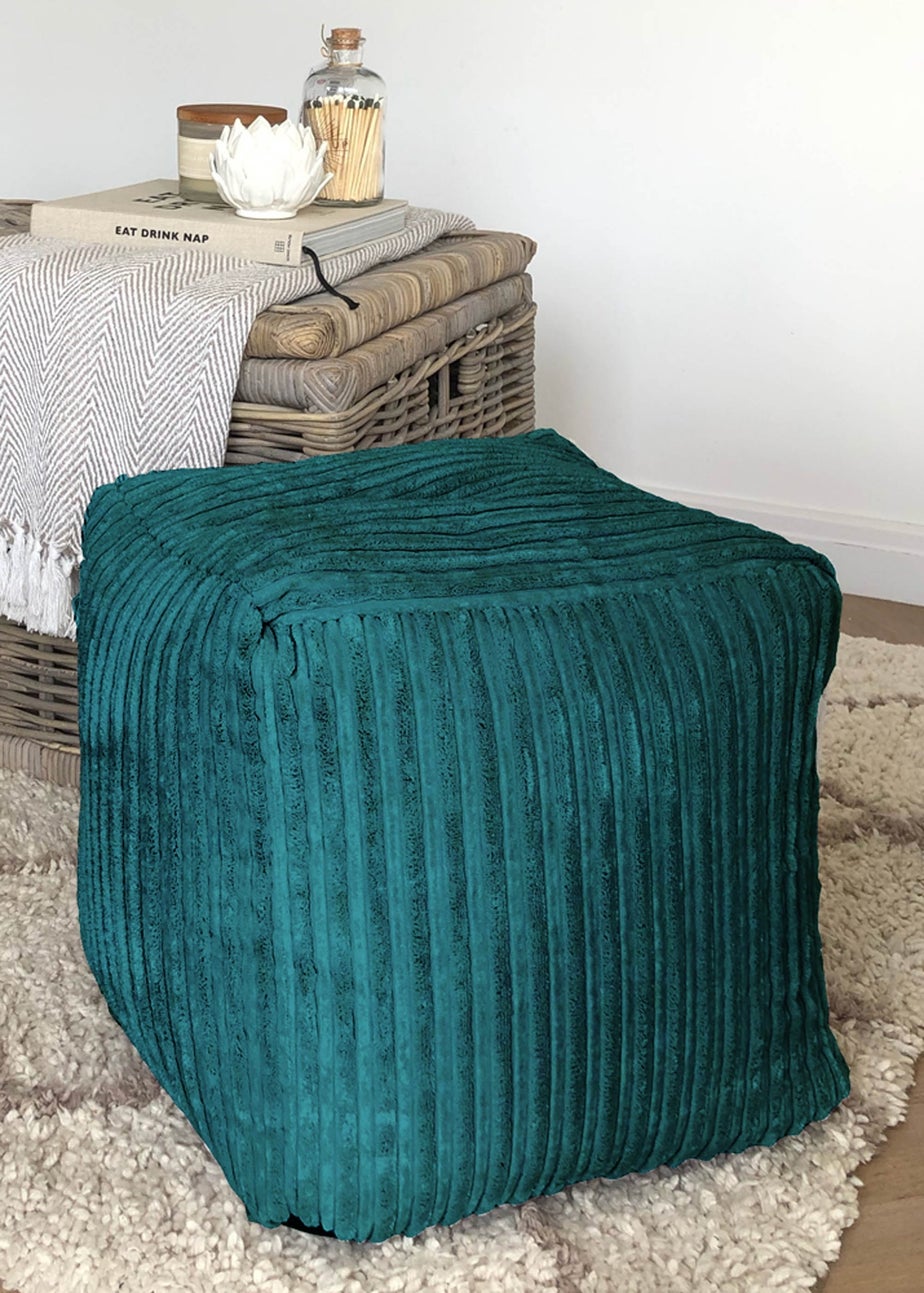 rucomfy Jumbo Cord Cube Teal Beanbag (38cm x 38cm x 38cm)