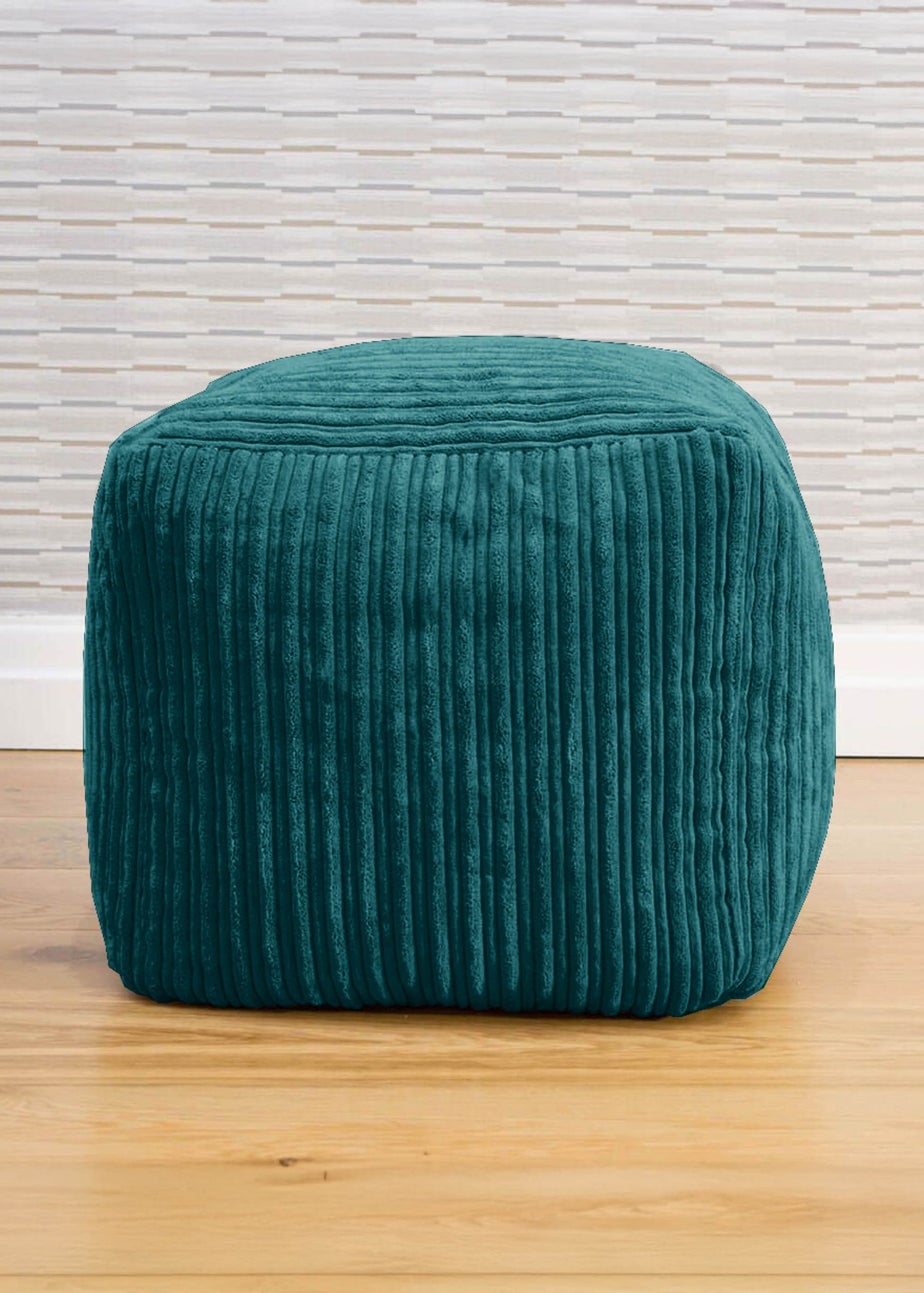 rucomfy Jumbo Cord Cube Teal Beanbag (38cm x 38cm x 38cm)