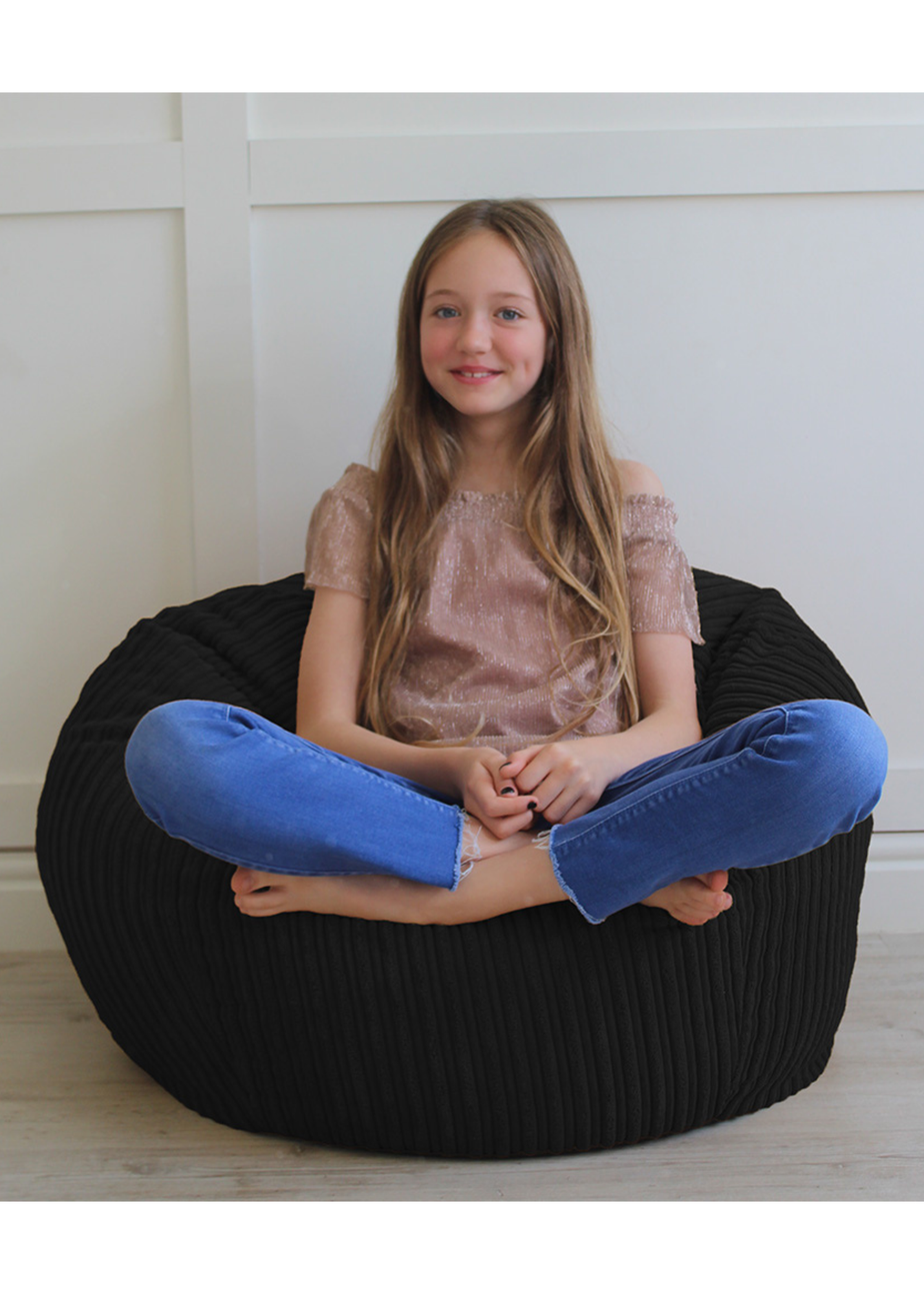 rucomfy Jumbo Cord Kids Slouchbag Black Beanbag