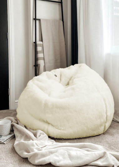 rucomfy Faux Fur Hygge Natural Beanbag