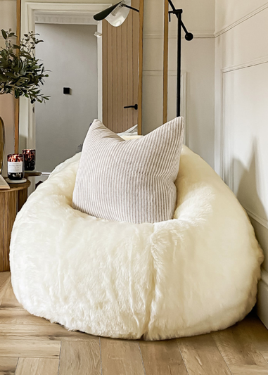 rucomfy Faux Fur Hygge Natural Beanbag