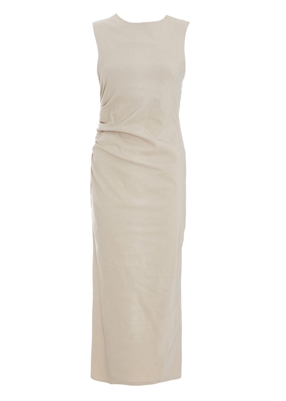 Quiz Stone Ruched Midi Dress
