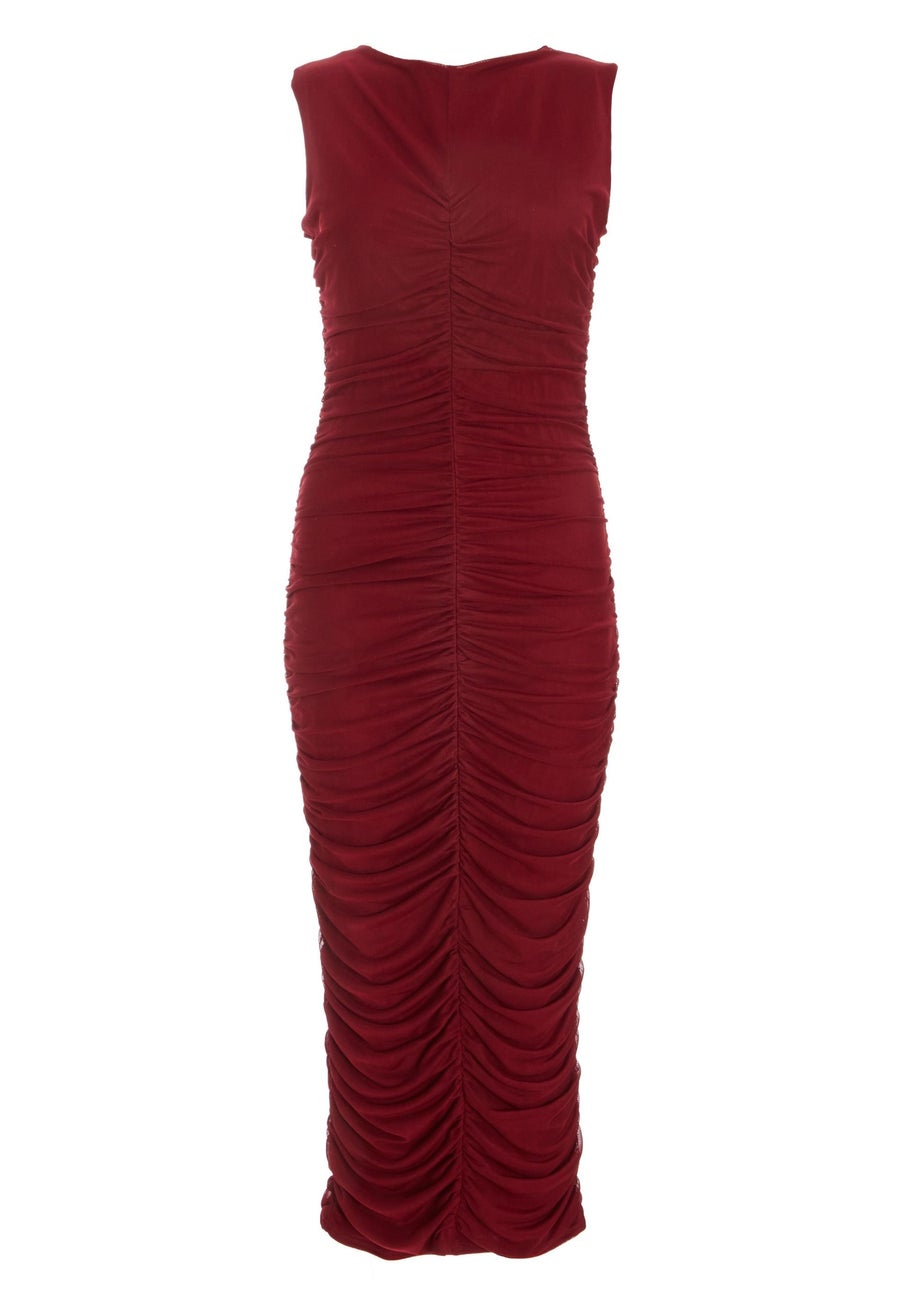 Quiz Red Ruched Front Midaxi Dress