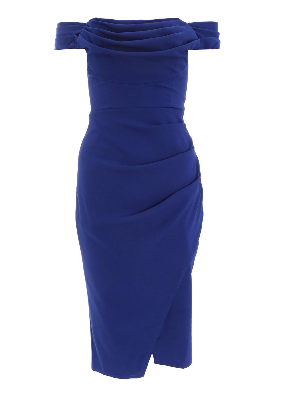 Quiz Blue Bardot Midi Wrap Dress