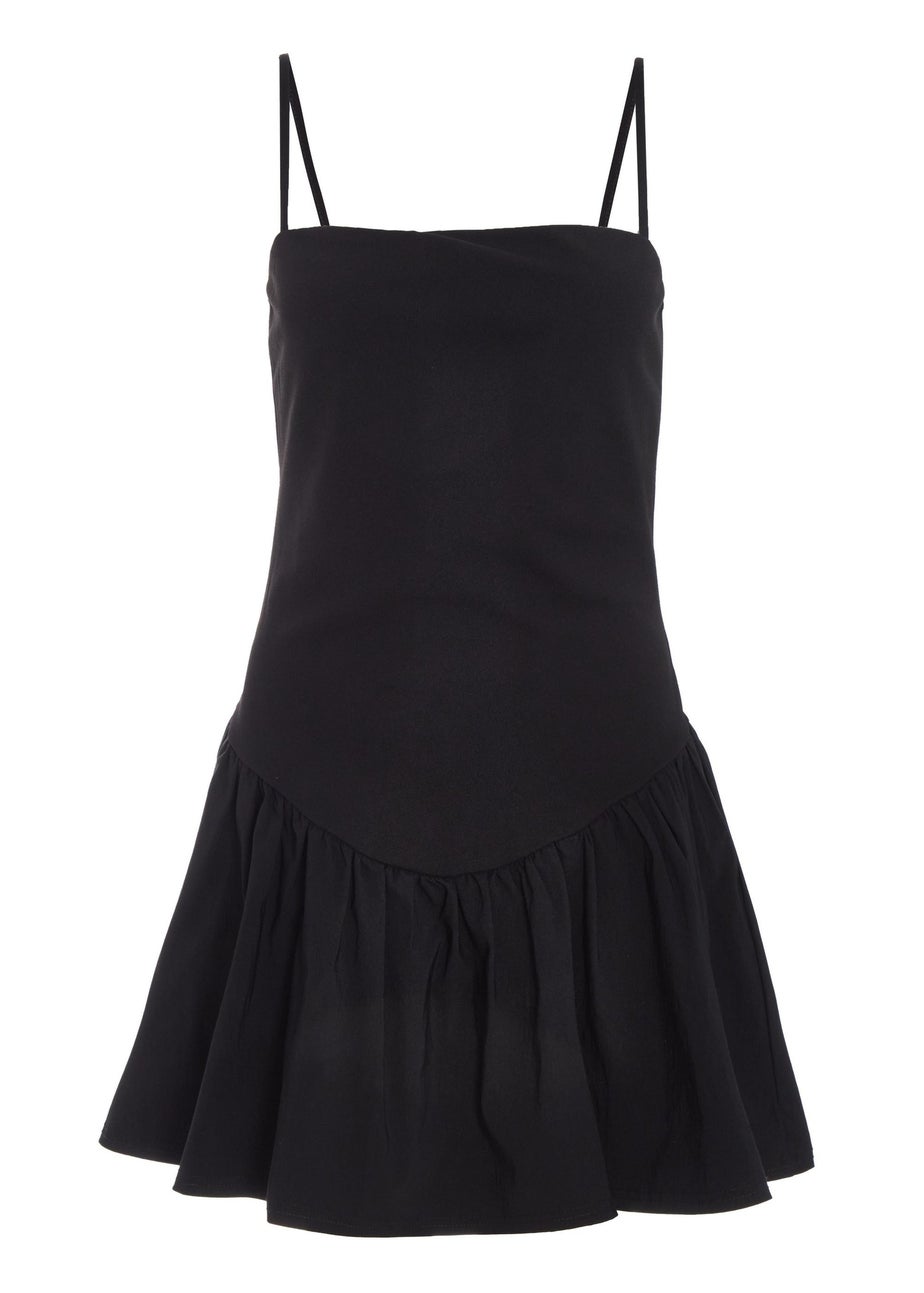 Quiz Black Strappy Puff Ball Skater Dress