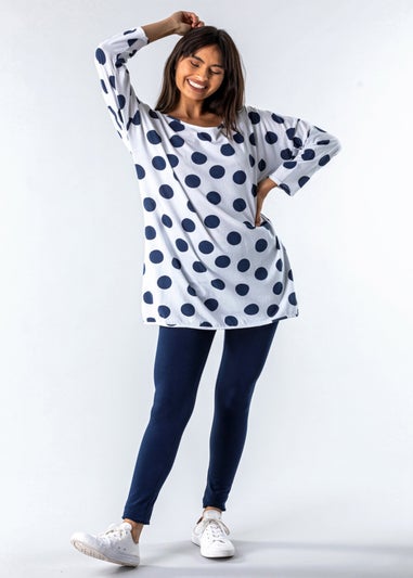 Roman Navy Stretch Plain Elastic Waist Leggings