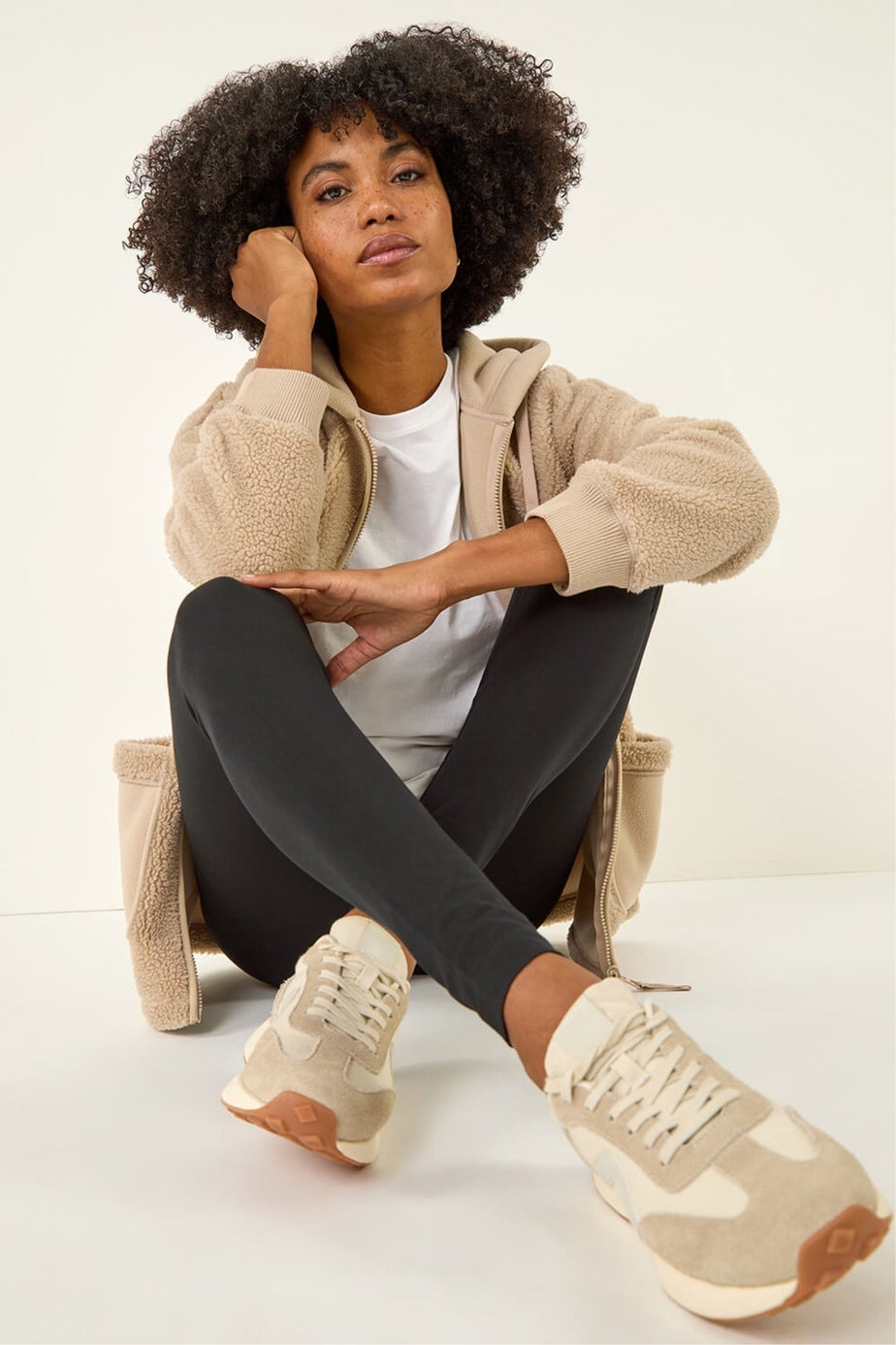 Roman Black Stretch Plain Elastic Waist Leggings