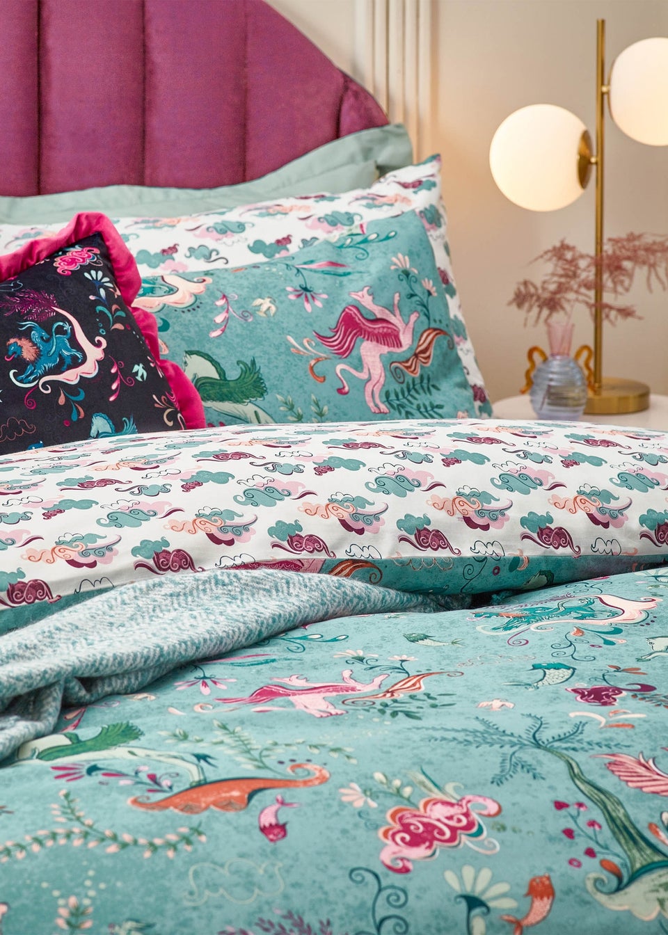 furn. Blue Athena Mythological Duvet Cover Set