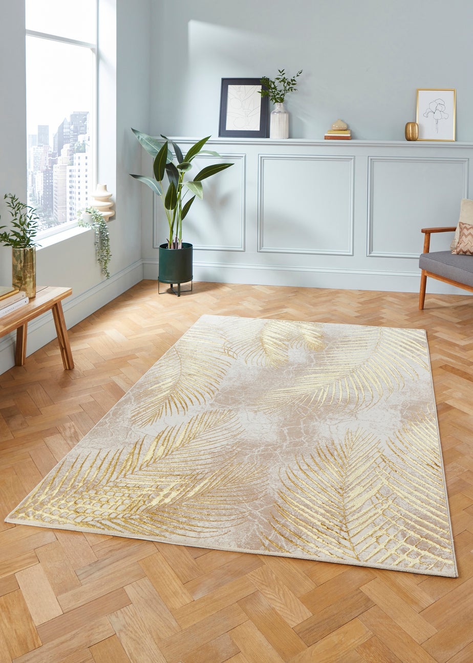 Think Rugs Creation Gold Botanical Rug
