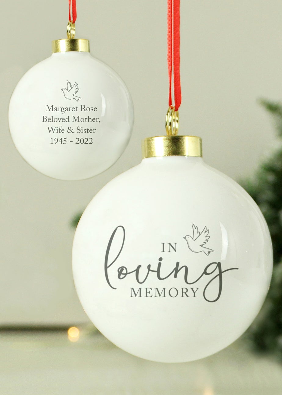Personalised Memento Company White In Loving Memory Bauble