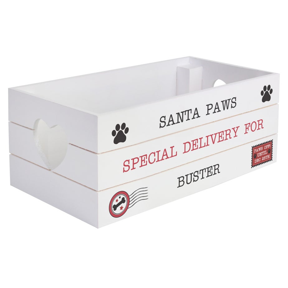 Personalised Memento Company Small White Wood Santa Paws Crate