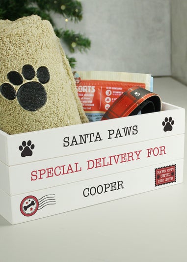 Personalised Memento Company Small White Wood Santa Paws Crate