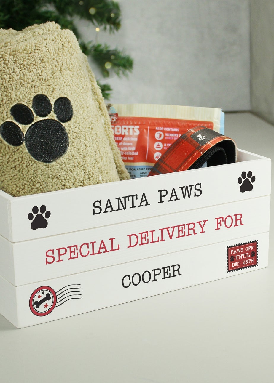 Personalised Memento Company Small White Wood Santa Paws Crate