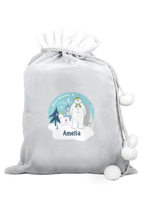 Personalised Memento Company Grey The Snowman and the Snowdog Luxury Pom Pom Sack
