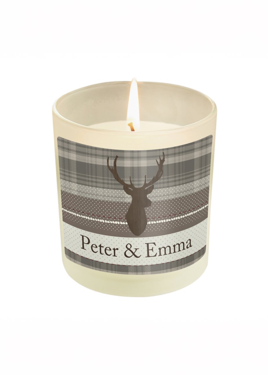 Personalised Memento Company Cream Highland Stag Scented Jar Candle