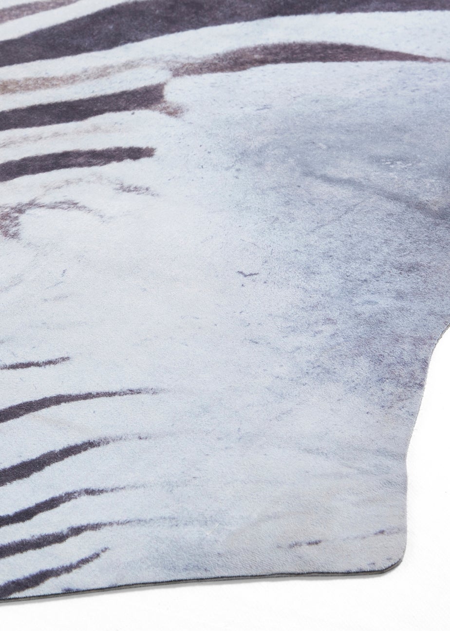 Think Rugs Faux Zebra Print Black/White Rug