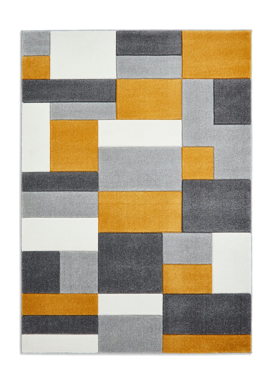 Think Rugs Matrix Yellow Geometric Rug