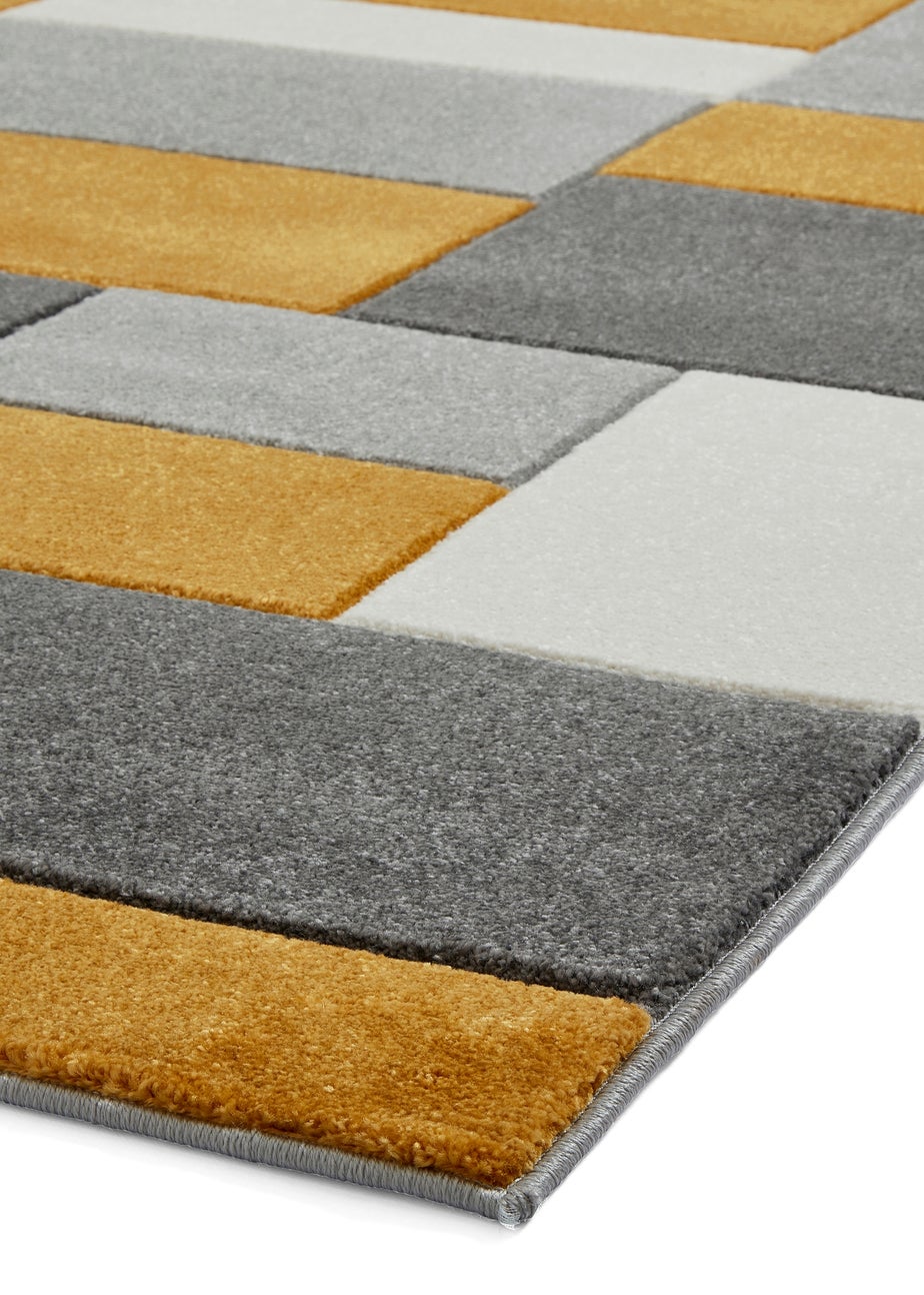 Think Rugs Matrix Yellow Geometric Rug