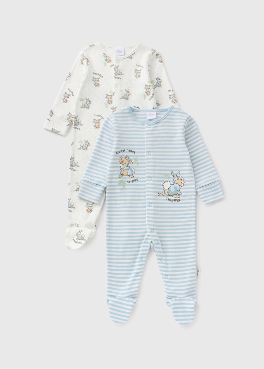 Disney 2 Pack Baby Blue Thumper Sleepsuits (Newborn-18mths)