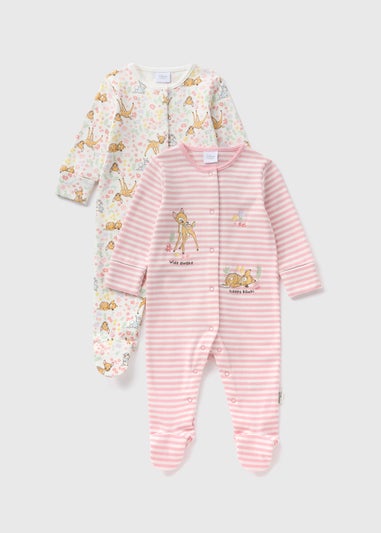 Disney 2 Pack Baby Pink Bambi Sleepsuits (Newborn-18mths)