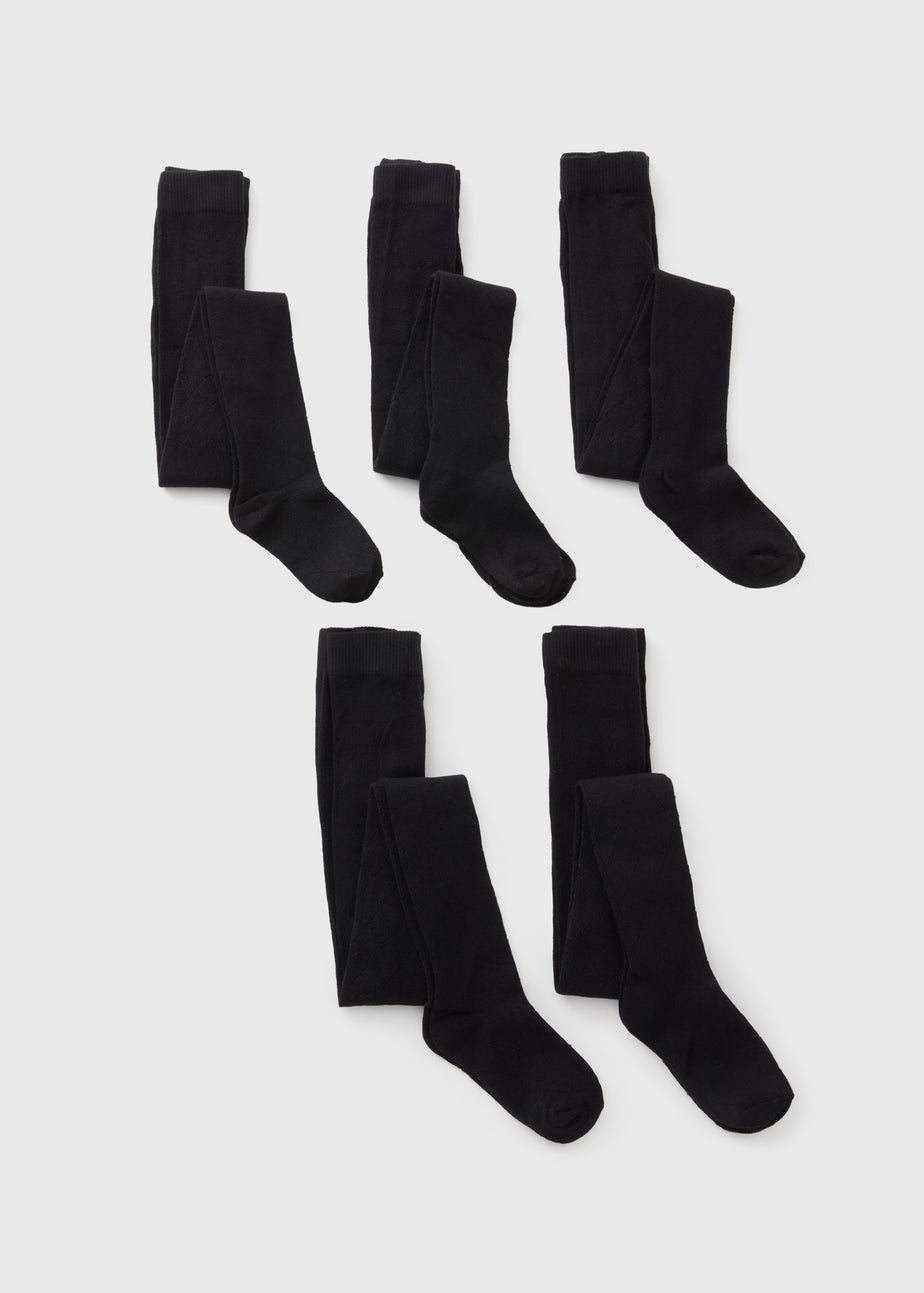 5 Pack Girls Black Diamond Tights (4-13yrs)