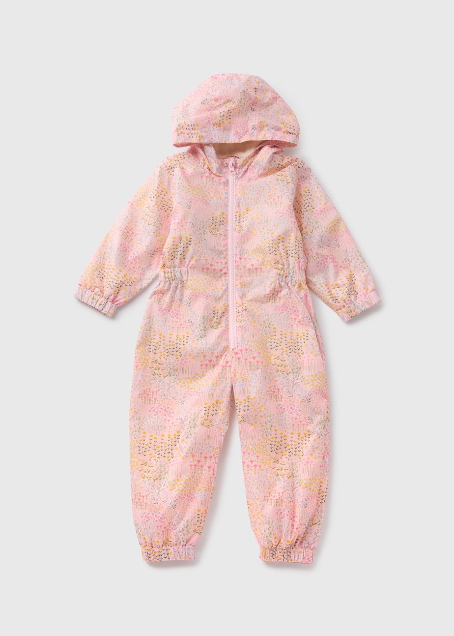 Girls Pink Floral Puddle Suit (1-7yrs)