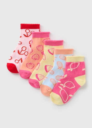 5 Pack Girls Multicolour Fruit Socks (Younger 6-Older 6.5)