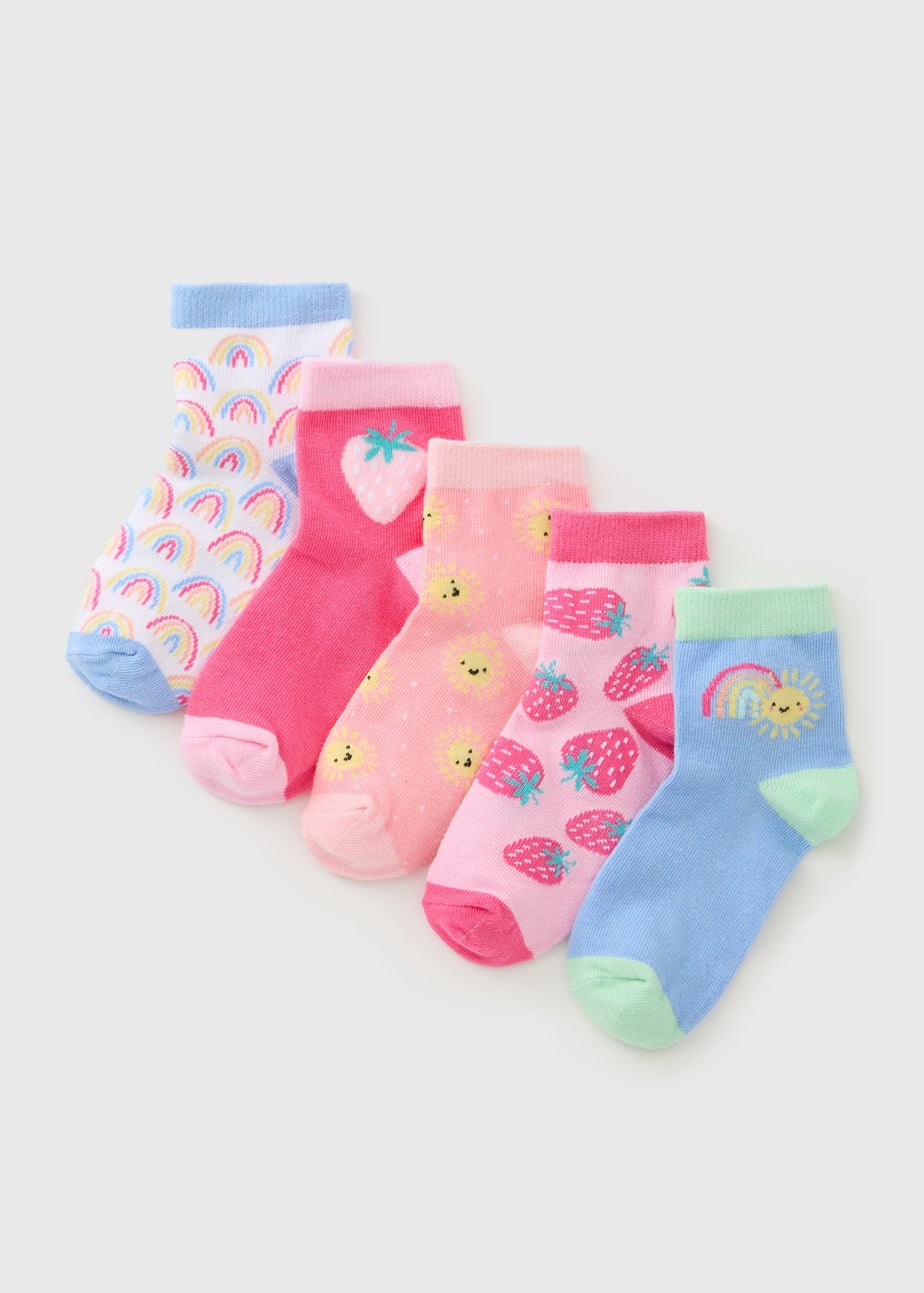 5 Pack Girls Multicolour Fun Socks (Younger 6-Older 6.5)
