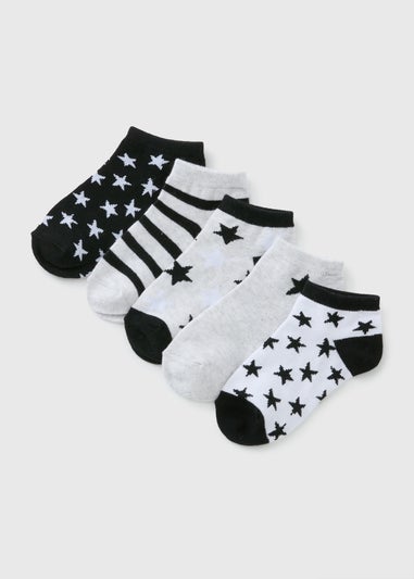 5 Pack Boys Star Trainer Socks (Younger 6-Older 6.5)