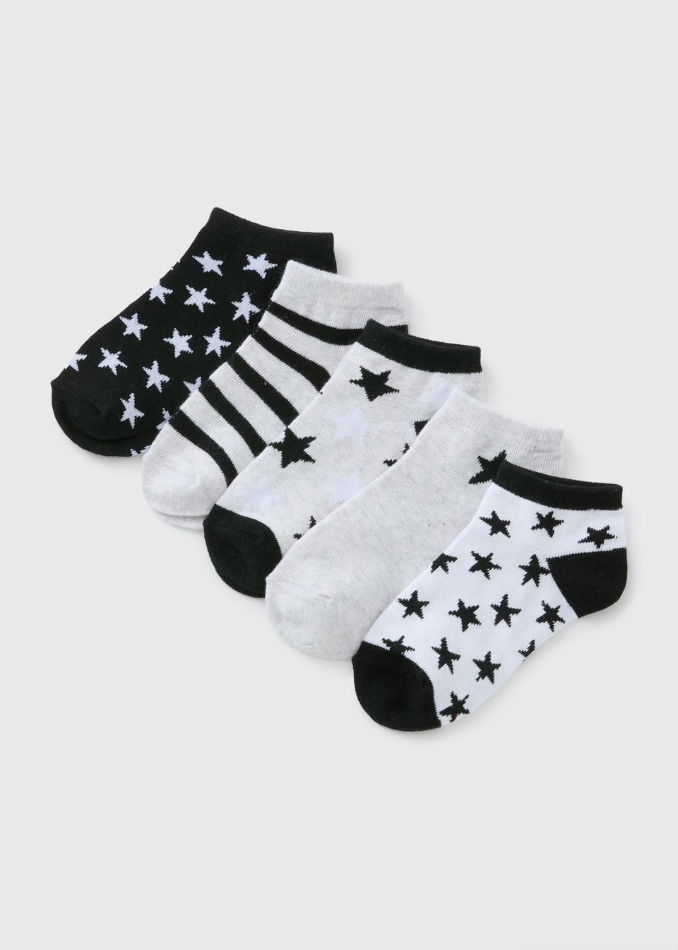 5 Pack Boys Star Trainer Socks (Younger 6-Older 6.5)